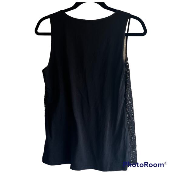Ann Taylor womens black sleeveless crochet tank blouse - Picture 2 of 7